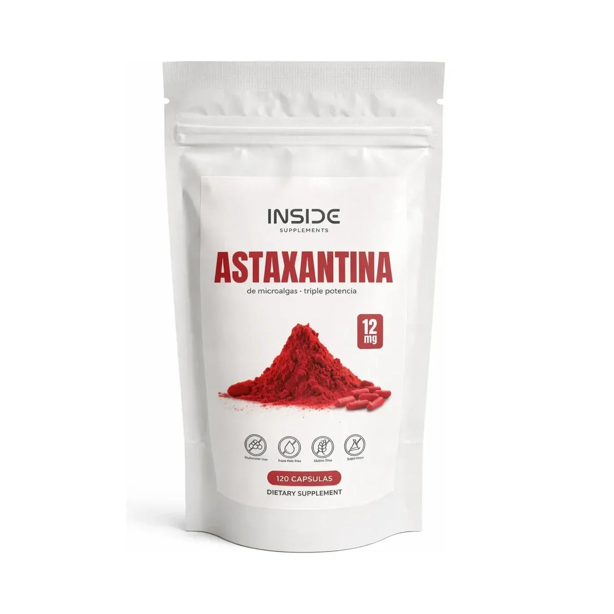 Astaxantina INSIDE 12 mg, bolsa de 120 cápsulas