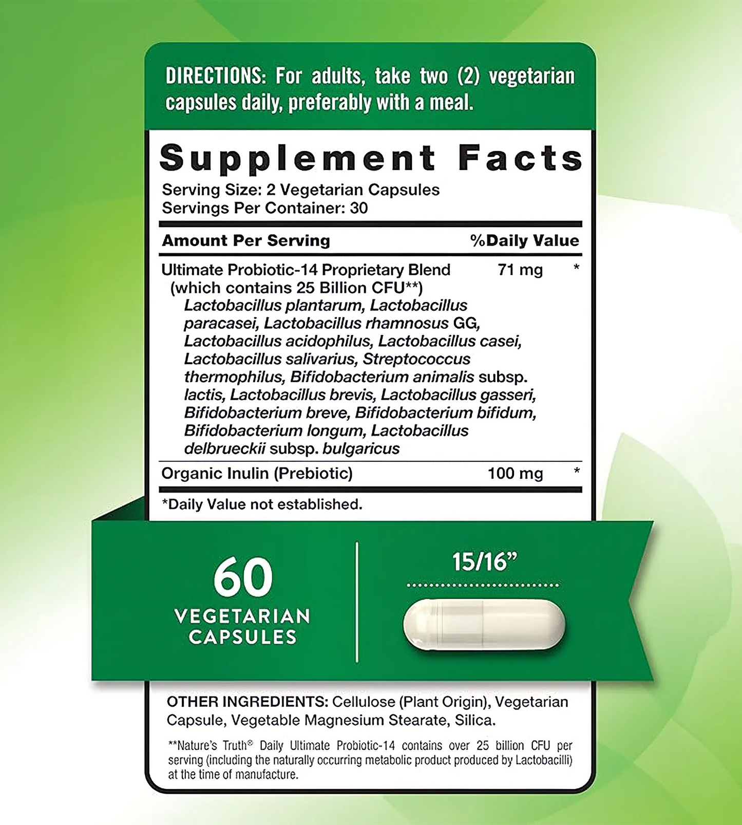 PROBIOTICS 25 BILLION CFU. 60 cápsulas