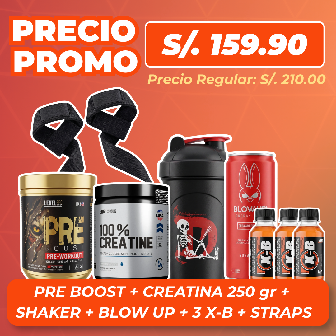 Pre Boost Level Pro + Creatina Universe 250gr + Regalos