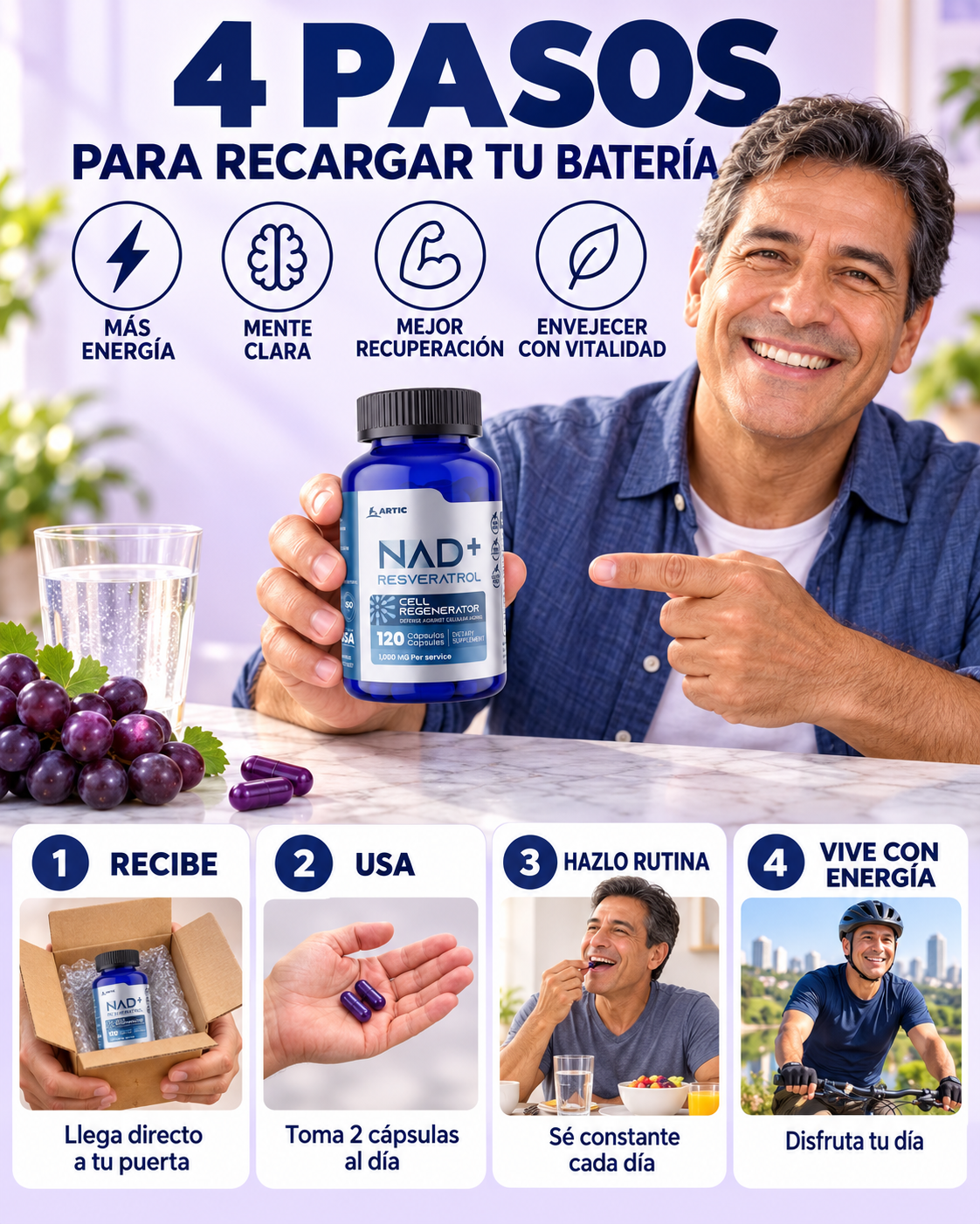 4 pasos para recargar tu batería con NAD+