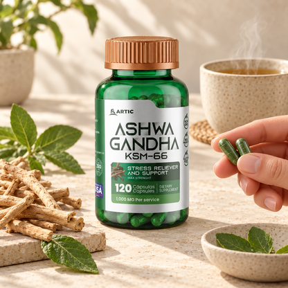 Ashwagandha KSM-66: 2 cápsulas al día con raíz de ashwagandha