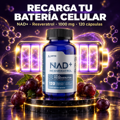 NAD+ Resveratrol Artic: recarga tu batería celular, 1000 mg, 120 cápsulas