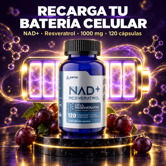 NAD+ Resveratrol Artic: recarga tu batería celular, 1000 mg, 120 cápsulas