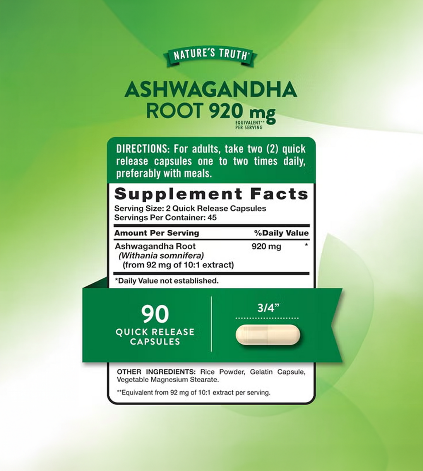 ASHWAGANDHA ROOT  920 MG
