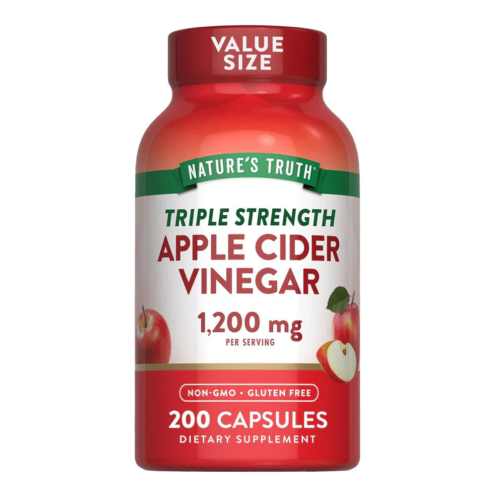 Apple Cider Vinegar. 1 200 mg (per 2). 200 cápsulas.