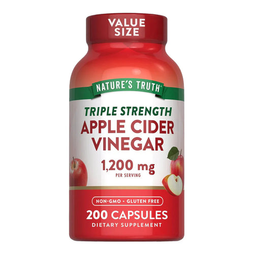 Apple Cider Vinegar. 1 200 mg (per 2). 200 cápsulas.