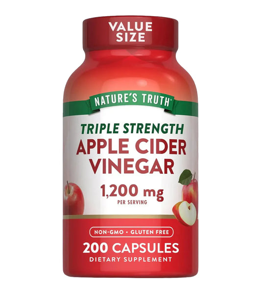 Apple Cider Vinegar. 1 200 mg (per 2). 200 cápsulas.