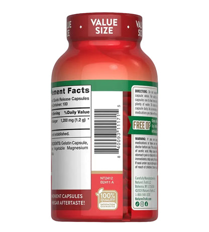 Apple Cider Vinegar. 1 200 mg (per 2). 200 cápsulas.