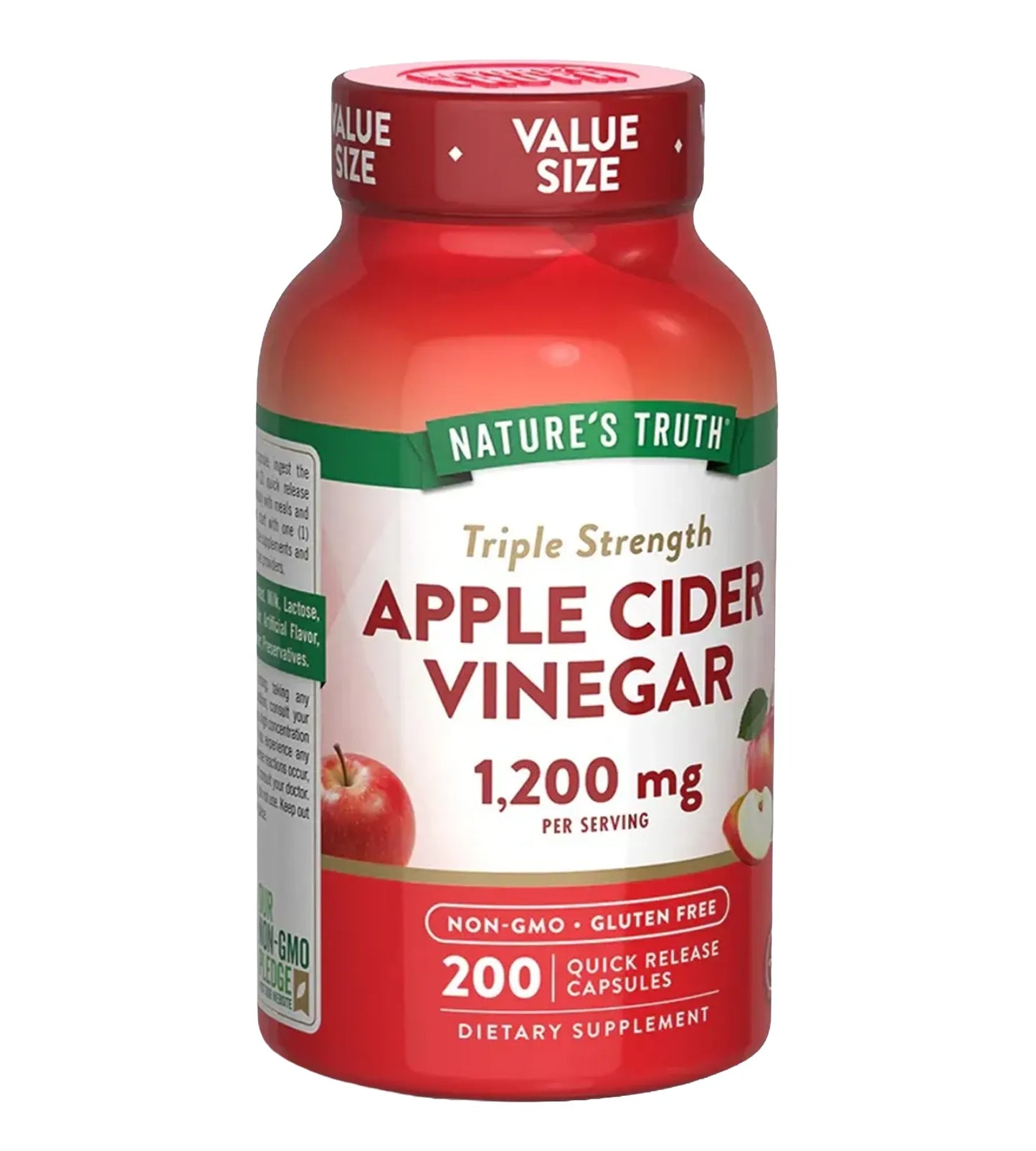 Apple Cider Vinegar. 1 200 mg (per 2). 200 cápsulas.