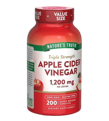 Apple Cider Vinegar. 1 200 mg (per 2). 200 cápsulas.
