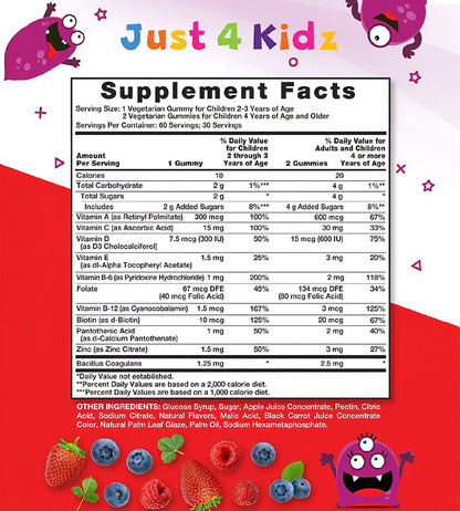 GOMITAS MULTIVITAMINICO + PROBIOTICOS PARA NIÑOS
