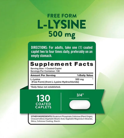 L-LYSINE - NATURE´S TRUTH. 130 cápsulas