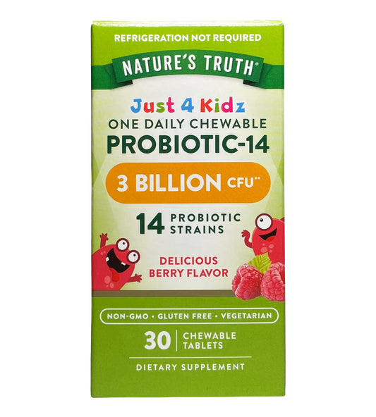 Nature's Truth, Just 4 Kidz, Un probiótico masticable diario 14, Baya deliciosa, 30 comprimidos masticables