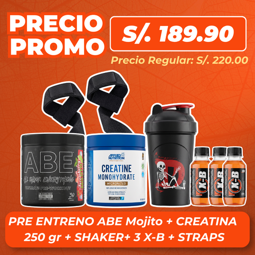Pre entreno ABE + Creatina 250gr + Regalos