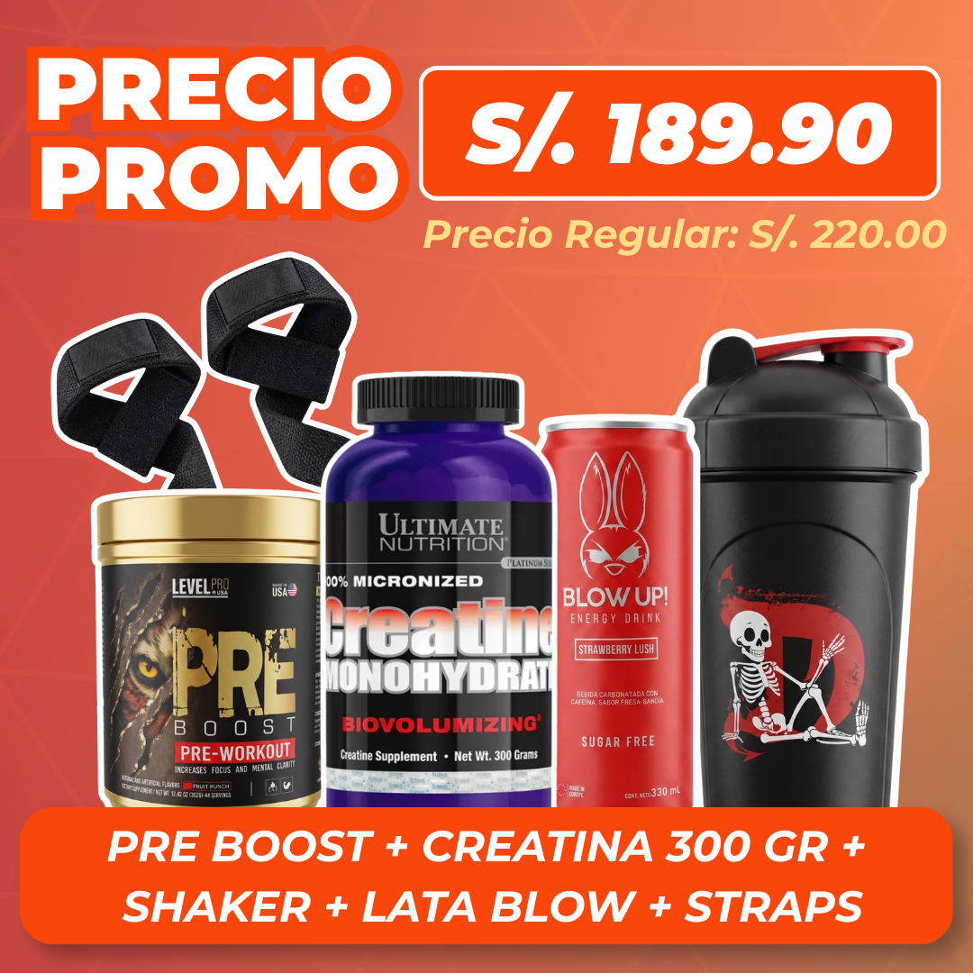 Pre Boost Level Pro + Creatina Ultimate nutrition 300gr + Regalos