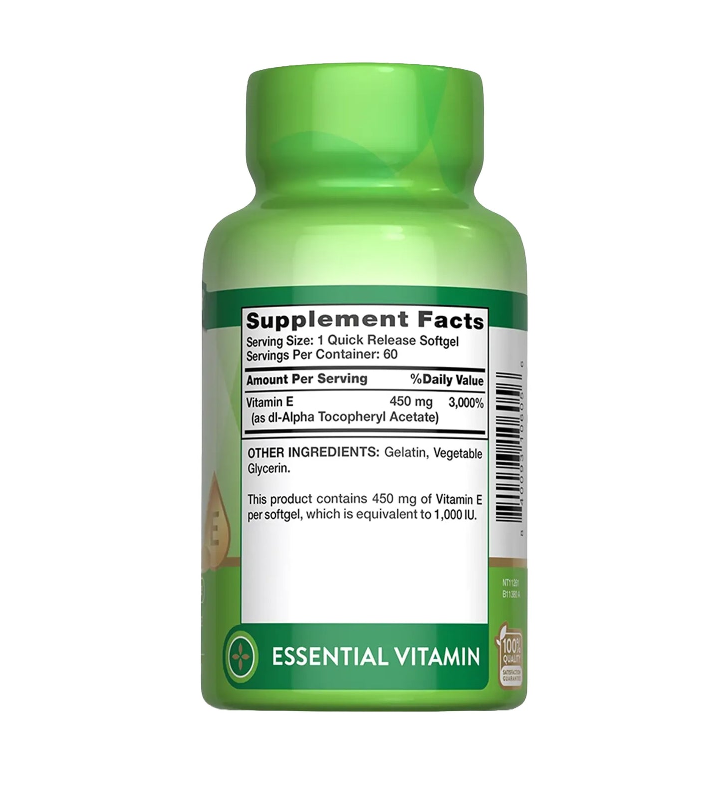 VITAMINA E 1 000 IU PURE DL ALPHA 450MG. 60 cápsulas
