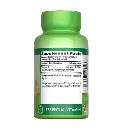 VITAMINA E 1 000 IU PURE DL ALPHA 450MG. 60 cápsulas
