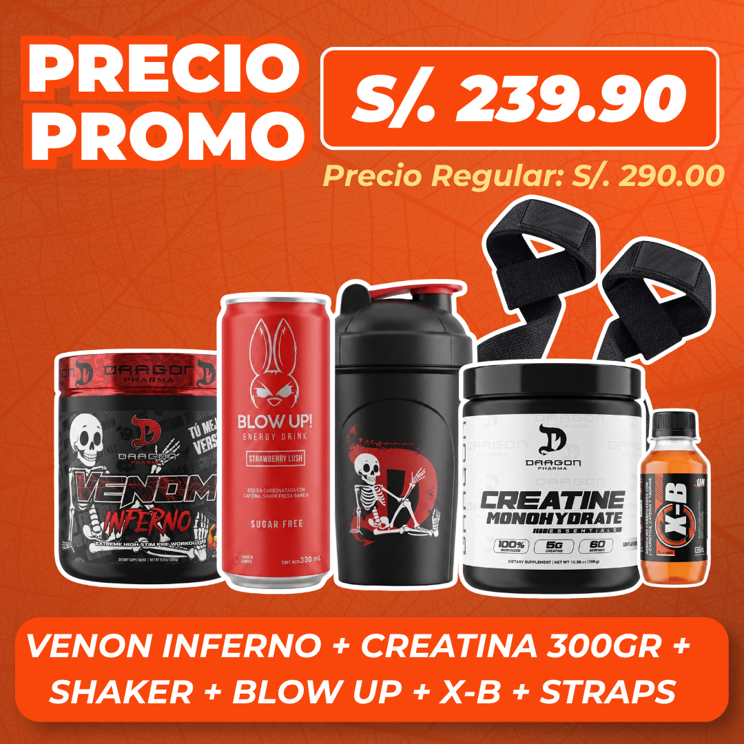 Venon inferno + Creatina Dragon pharma 300gr + Regalos