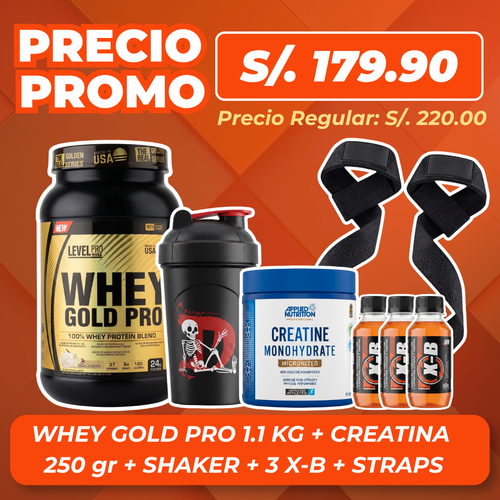 Whey gold pro 1.1kg + Creatina Applied 250gr + Regalos