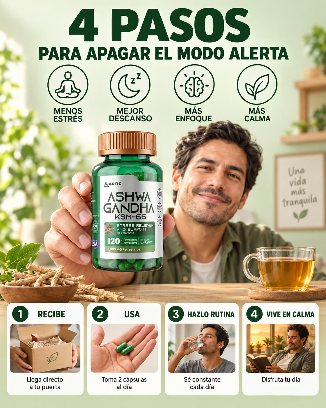 4 pasos para apagar el modo alerta con Ashwagandha KSM-66