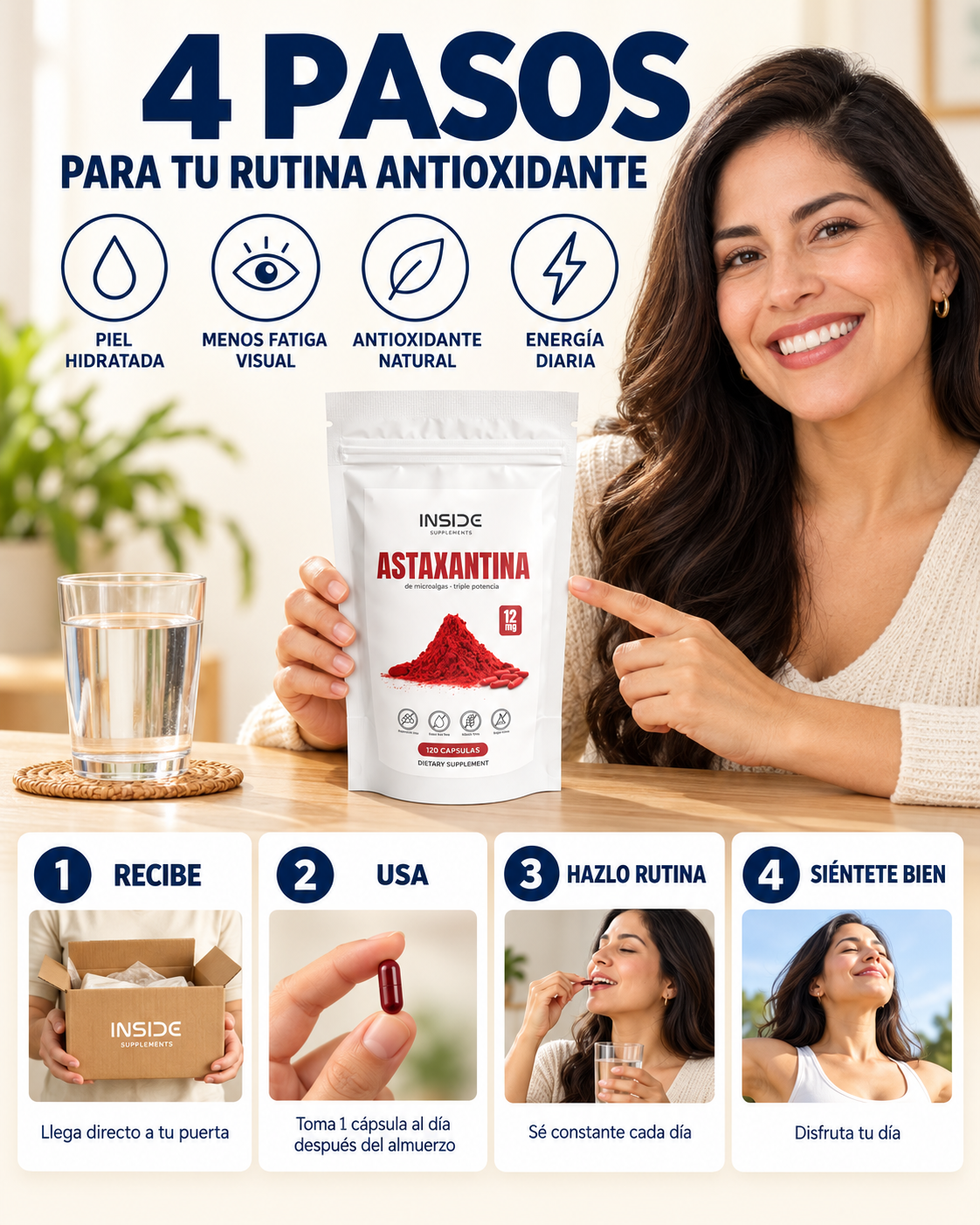 4 pasos para tu rutina antioxidante con Astaxantina