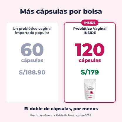 Probiótico Vaginal INSIDE: 120 cápsulas por S/179