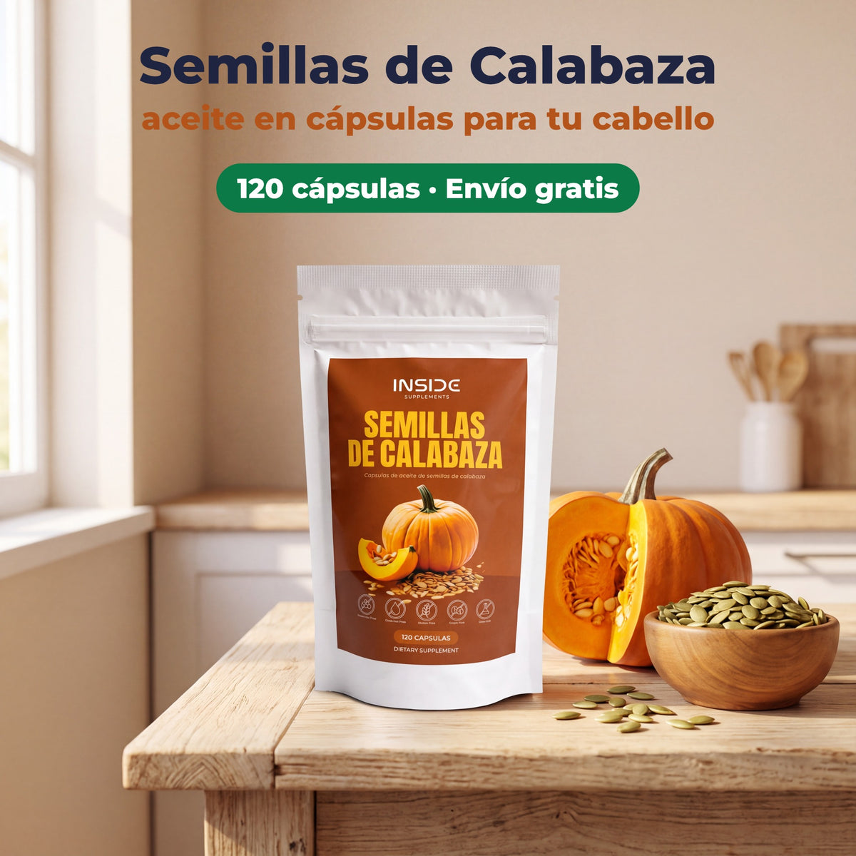 Semillas de Calabaza INSIDE: aceite en cápsulas para tu cabello